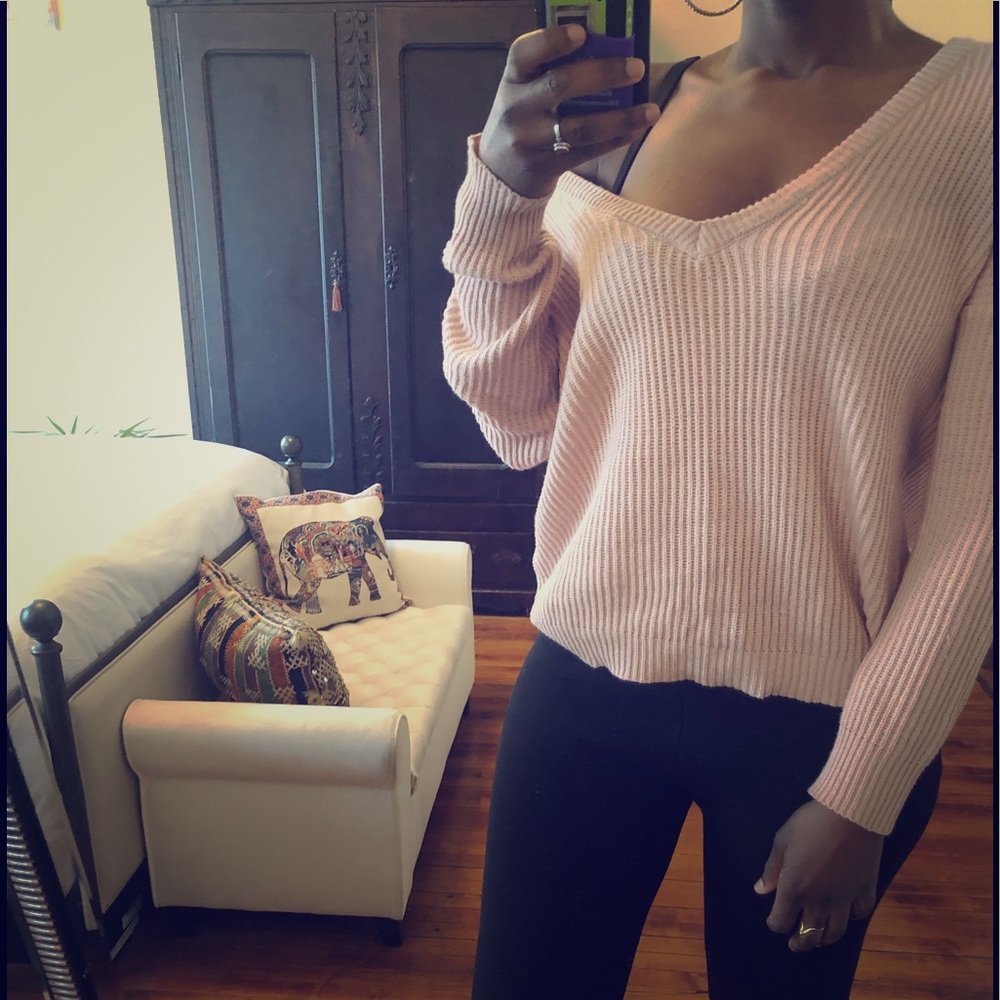 Pink V Neck Sweater